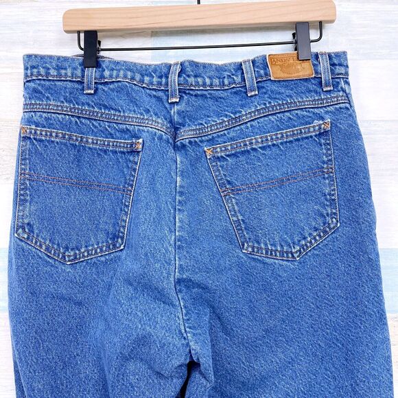 Lands End Vintage USA Made Flannel Lined Jeans Blue Square Rigger Mens 36x30.5 - Picture 5 of 8